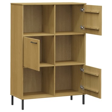 vidaXL Βιβλιοθήκη OSLO Καφέ 90x35x128,5cm Μασίφ Ξύλο με Μετ. Πόδια 1 τεμ.