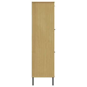 vidaXL Βιβλιοθήκη OSLO Καφέ 90x35x128,5cm Μασίφ Ξύλο με Μετ. Πόδια 1 τεμ.
