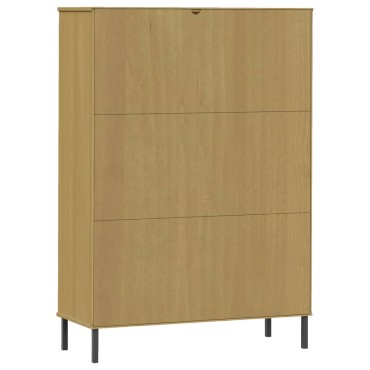 vidaXL Βιβλιοθήκη OSLO Καφέ 90x35x128,5cm Μασίφ Ξύλο με Μετ. Πόδια 1 τεμ.