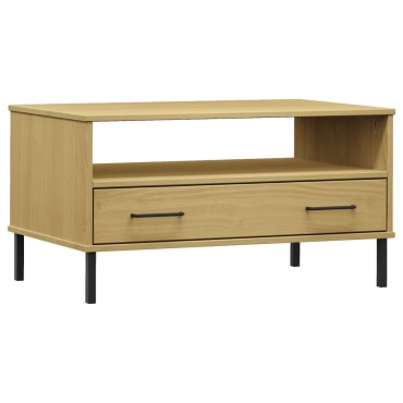 vidaXL Τραπεζάκι Σαλονιού OSLO Καφέ 85x50x45cm Μασίφ Ξύλο Μετ. Πόδια 1 τεμ.