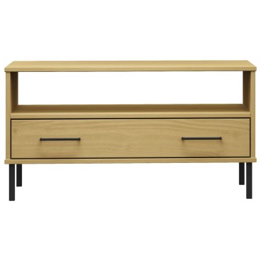 vidaXL Τραπεζάκι Σαλονιού OSLO Καφέ 85x50x45cm Μασίφ Ξύλο Μετ. Πόδια 1 τεμ.