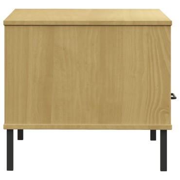 vidaXL Τραπεζάκι Σαλονιού OSLO Καφέ 85x50x45cm Μασίφ Ξύλο Μετ. Πόδια 1 τεμ.