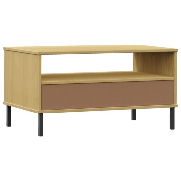 vidaXL Τραπεζάκι Σαλονιού OSLO Καφέ 85x50x45cm Μασίφ Ξύλο Μετ. Πόδια 1 τεμ.