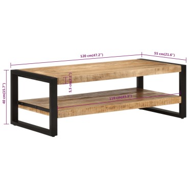 vidaXL Τραπεζάκι Σαλονιού 120x55x40cm από Μασίφ Ξύλο Μάνγκο 1 τεμ.
