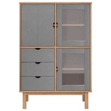 vidaXL Ντουλάπι OTTA Καφέ & Γκρι 85x43x125cm από Μασίφ Ξύλο Πεύκου 1 τεμ.