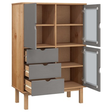 vidaXL Ντουλάπι OTTA Καφέ & Γκρι 85x43x125cm από Μασίφ Ξύλο Πεύκου 1 τεμ.