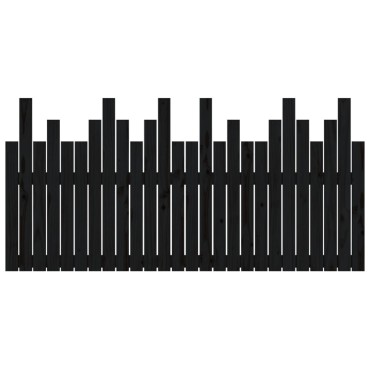 vidaXL Κεφαλάρι Τοίχου Μαύρο 166x3x80cm από Μασίφ Ξύλο Πεύκου 1 τεμ.