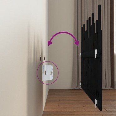 vidaXL Κεφαλάρι Τοίχου Μαύρο 166x3x80cm από Μασίφ Ξύλο Πεύκου 1 τεμ.
