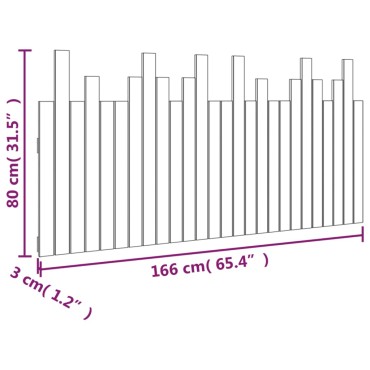 vidaXL Κεφαλάρι Τοίχου Μαύρο 166x3x80cm από Μασίφ Ξύλο Πεύκου 1 τεμ.