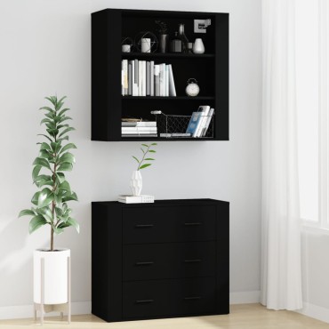 vidaXL Ντουλάπι Μαύρο από Επεξεργασμένο Ξύλο 80x33x70cm 1 τεμ.