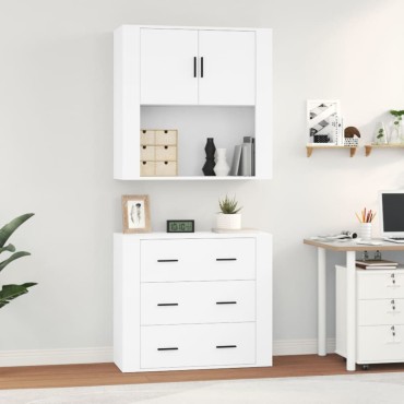 vidaXL Ντουλάπι Λευκό από Επεξεργασμένο Ξύλο 80x33x70cm 1 τεμ.
