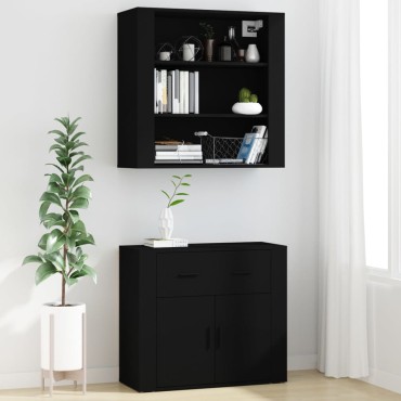 vidaXL Ντουλάπι Μαύρο από Επεξεργασμένο Ξύλο 80x33x70cm 1 τεμ.