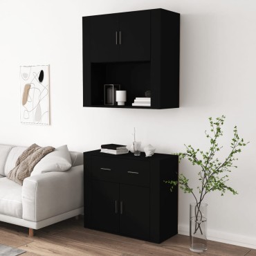 vidaXL Ντουλάπι Μαύρο από Επεξεργασμένο Ξύλο 80x33x70cm 1 τεμ.