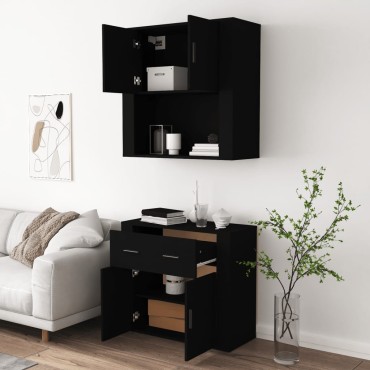 vidaXL Ντουλάπι Μαύρο από Επεξεργασμένο Ξύλο 80x33x70cm 1 τεμ.