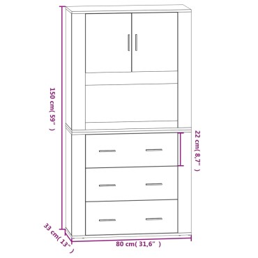 vidaXL Ντουλάπι Sonoma δρυς από Επεξεργασμένο Ξύλο 80x33x70cm 1 τεμ.