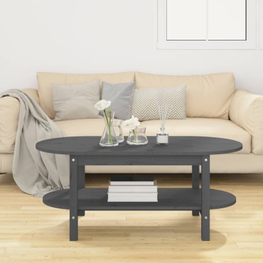 vidaXL Τραπεζάκι Σαλονιού Γκρι 110x55x45cm από Μασίφ Ξύλο Πεύκου 1 τεμ.
