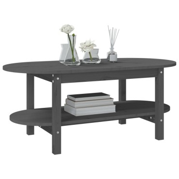 vidaXL Τραπεζάκι Σαλονιού Γκρι 110x55x45cm από Μασίφ Ξύλο Πεύκου 1 τεμ.