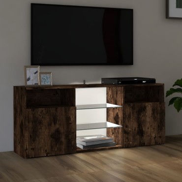 vidaXL Έπιπλο Τηλεόρασης με LED Καπνιστή Δρυς 120x30x50cm