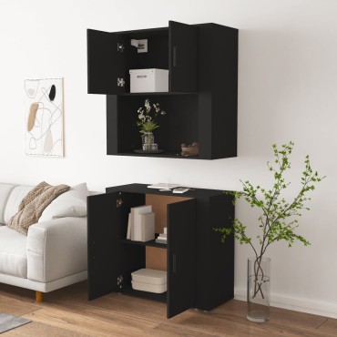 vidaXL Ντουλάπι Μαύρο από Επεξεργασμένο Ξύλο 80x33x70cm 1 τεμ.