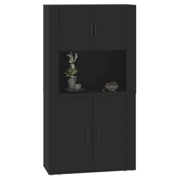 vidaXL Ντουλάπι Μαύρο από Επεξεργασμένο Ξύλο 80x33x70cm 1 τεμ.