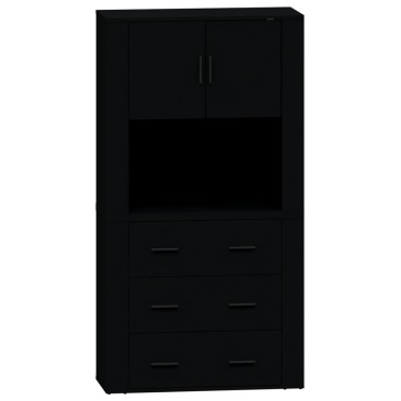 vidaXL Ντουλάπι Μαύρο από Επεξεργασμένο Ξύλο 80x33x70cm 1 τεμ.