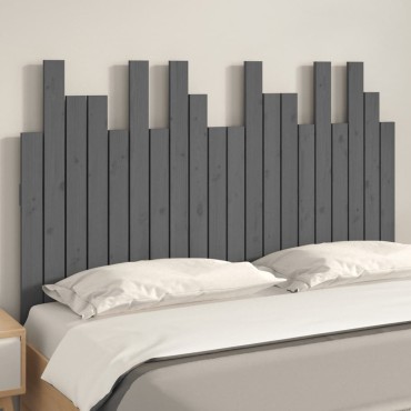 vidaXL Κεφαλάρι Τοίχου Γκρι 127,5x3x80cm από Μασίφ Ξύλο Πεύκου 1 τεμ.