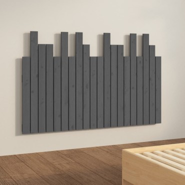 vidaXL Κεφαλάρι Τοίχου Γκρι 127,5x3x80cm από Μασίφ Ξύλο Πεύκου 1 τεμ.