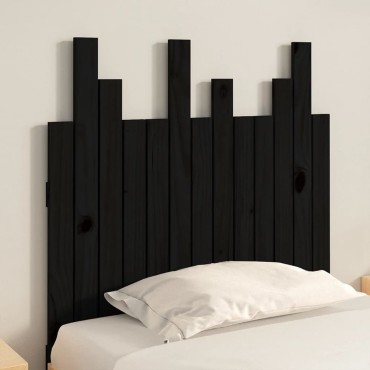 vidaXL Κεφαλάρι Τοίχου Μαύρο 82,5x3x80cm από Μασίφ Ξύλο Πεύκου 1 τεμ.