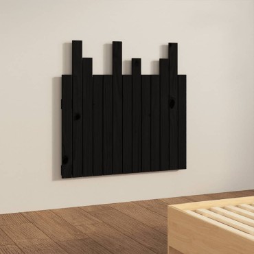 vidaXL Κεφαλάρι Τοίχου Μαύρο 82,5x3x80cm από Μασίφ Ξύλο Πεύκου 1 τεμ.