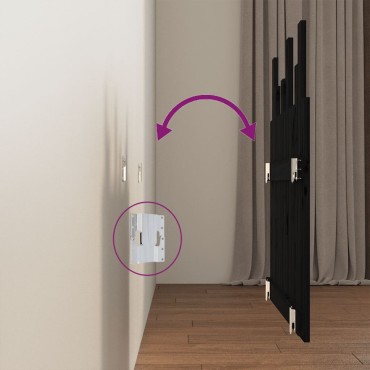 vidaXL Κεφαλάρι Τοίχου Μαύρο 82,5x3x80cm από Μασίφ Ξύλο Πεύκου 1 τεμ.