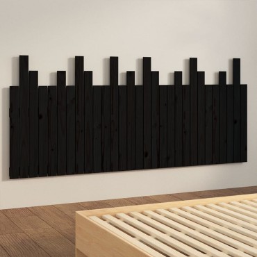 vidaXL Κεφαλάρι Τοίχου Μαύρο 185x3x80cm από Μασίφ Ξύλο Πεύκου 1 τεμ.