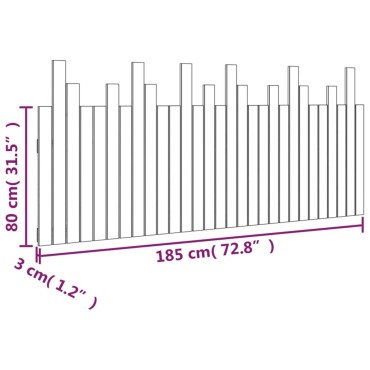 vidaXL Κεφαλάρι Τοίχου Μαύρο 185x3x80cm από Μασίφ Ξύλο Πεύκου 1 τεμ.