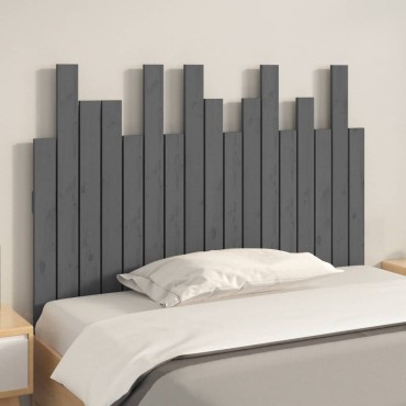 vidaXL Κεφαλάρι Τοίχου Γκρι 108x3x80cm από Μασίφ Ξύλο Πεύκου 1 τεμ.