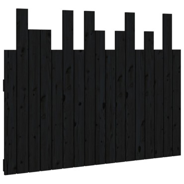 vidaXL Κεφαλάρι Τοίχου Μαύρο 108x3x80cm από Μασίφ Ξύλο Πεύκου 1 τεμ.