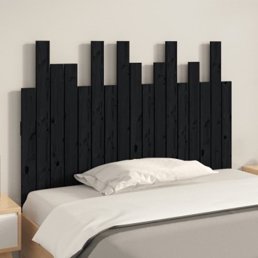 vidaXL Κεφαλάρι Τοίχου Μαύρο 108x3x80cm από Μασίφ Ξύλο Πεύκου 1 τεμ.