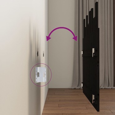 vidaXL Κεφαλάρι Τοίχου Μαύρο 108x3x80cm από Μασίφ Ξύλο Πεύκου 1 τεμ.