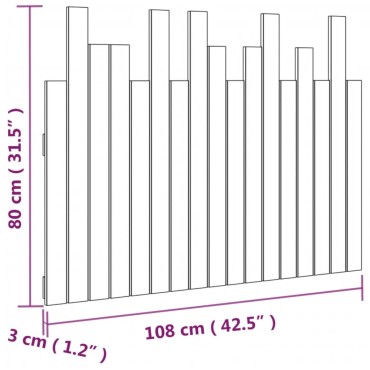 vidaXL Κεφαλάρι Τοίχου Μαύρο 108x3x80cm από Μασίφ Ξύλο Πεύκου 1 τεμ.