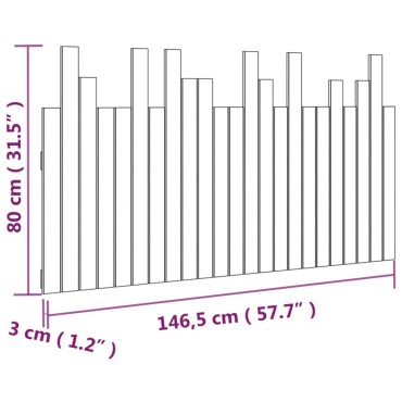 vidaXL Κεφαλάρι Τοίχου Μελί 146,5x3x80cm από Μασίφ Ξύλο Πεύκου 1 τεμ.