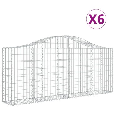 vidaXL Συρματοκιβώτια Τοξωτά 6 τεμ. 200x30x80/100 εκ. Γαλβαν. Ατσάλι