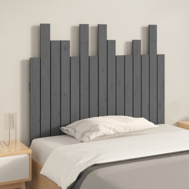 vidaXL Κεφαλάρι Τοίχου Γκρι 95,5x3x80cm από Μασίφ Ξύλο Πεύκου 1 τεμ.