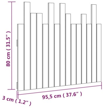 vidaXL Κεφαλάρι Τοίχου Γκρι 95,5x3x80cm από Μασίφ Ξύλο Πεύκου 1 τεμ.