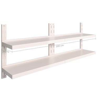 vidaXL Ράφια Τοίχου 2 Επιπέδων 2 τεμ. 200x30cm Ανοξείδωτο Ατσάλι