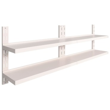 vidaXL Ράφια Τοίχου 2 Επιπέδων 2 τεμ. 240x30cm Ανοξείδωτο Ατσάλι