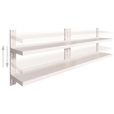vidaXL Ράφια Τοίχου 2 Επιπέδων 2 τεμ. 240x30cm Ανοξείδωτο Ατσάλι