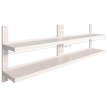 vidaXL Ράφια Τοίχου 2 Επιπέδων 2 τεμ. 240x30cm Ανοξείδωτο Ατσάλι