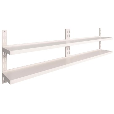 vidaXL Ράφια Τοίχου 2 Επιπέδων 2 τεμ. 300x30cm Ανοξείδωτο Ατσάλι