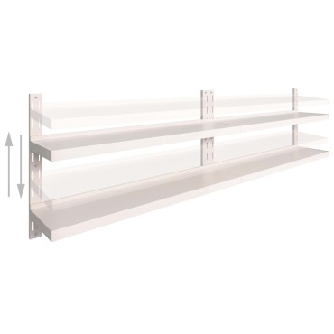 vidaXL Ράφια Τοίχου 2 Επιπέδων 2 τεμ. 300x30cm Ανοξείδωτο Ατσάλι