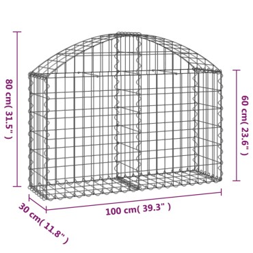 vidaXL Συρματοκιβώτιο Τοξωτό 100x30x60/80εκ. από Γαλβανισμένο Χάλυβα