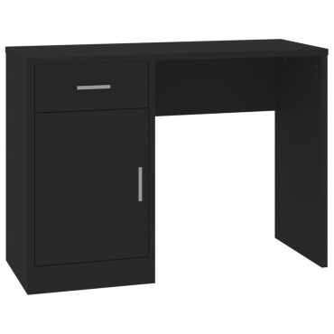 vidaXL Γραφείο με Συρτάρι & Ντουλάπι Μαύρο 100x40x73cm Επεξεργ. Ξύλο 1 τεμ.