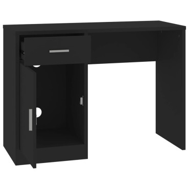 vidaXL Γραφείο με Συρτάρι & Ντουλάπι Μαύρο 100x40x73cm Επεξεργ. Ξύλο 1 τεμ.